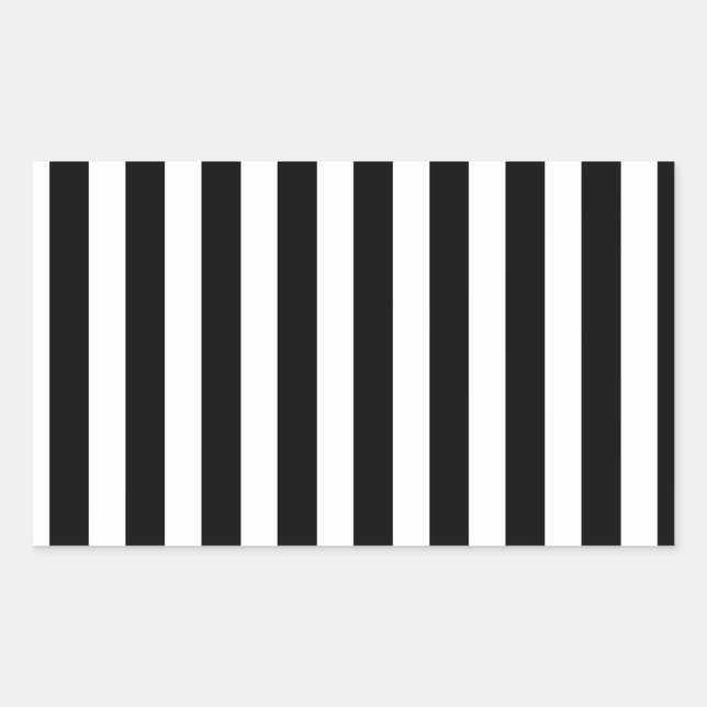 Black and white candy stripes rectangular sticker (Front)