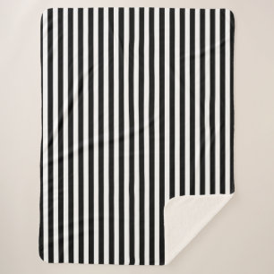 Black and white candy stripes sherpa blanket