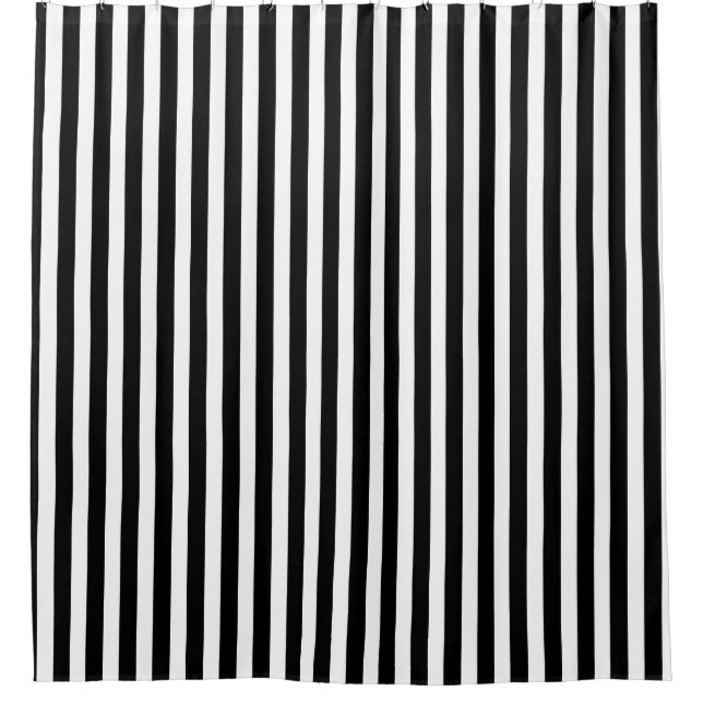 Black and white candy stripes shower curtain (Front)