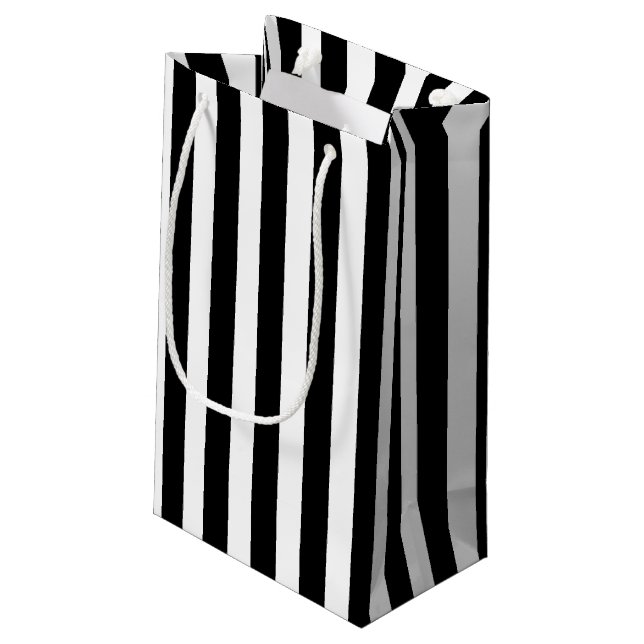 Black and white candy stripes small gift bag (Back Angled)