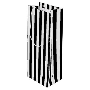 Black and white candy stripes wine gift bag