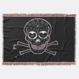 black and white candyskull throw rug