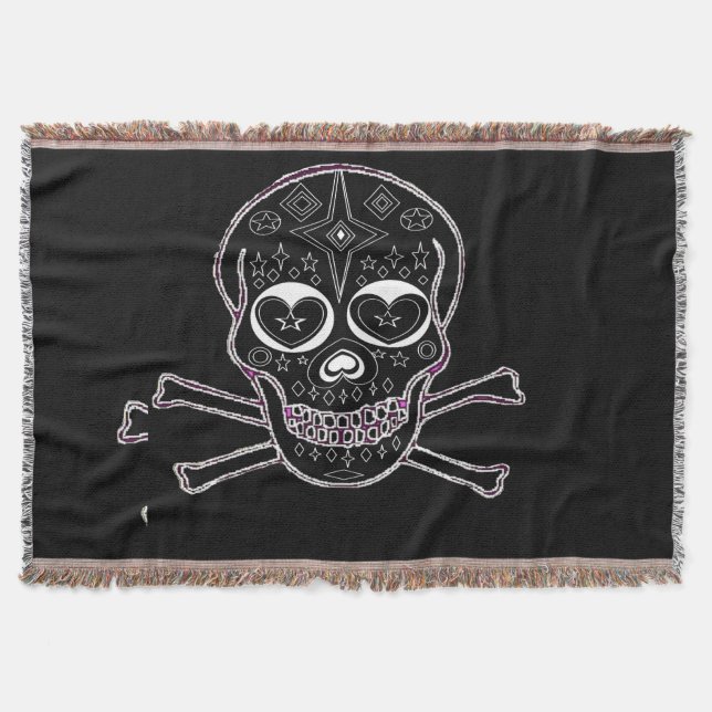 black and white candyskull throw rug (Front)