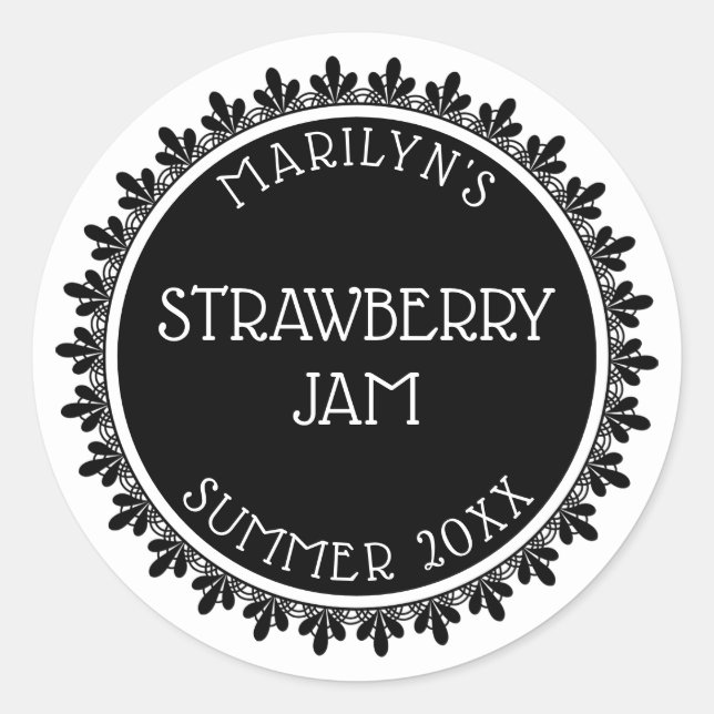 Black and White Canning Label Stickers (Front)