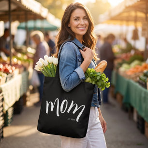 Black and White Caps Mum Established Elegant Tote Bag