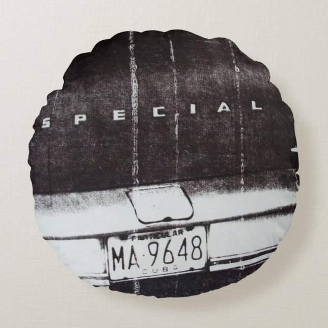 Black and white car round cushion (Front)