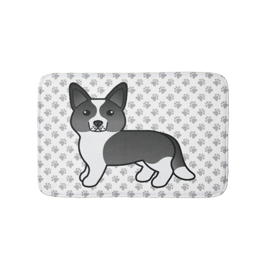 Black And White Cardigan Welsh Corgi Cartoon Dog Bath Mat ...