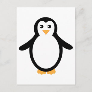 Black and White Cartoon Penguin Postcard