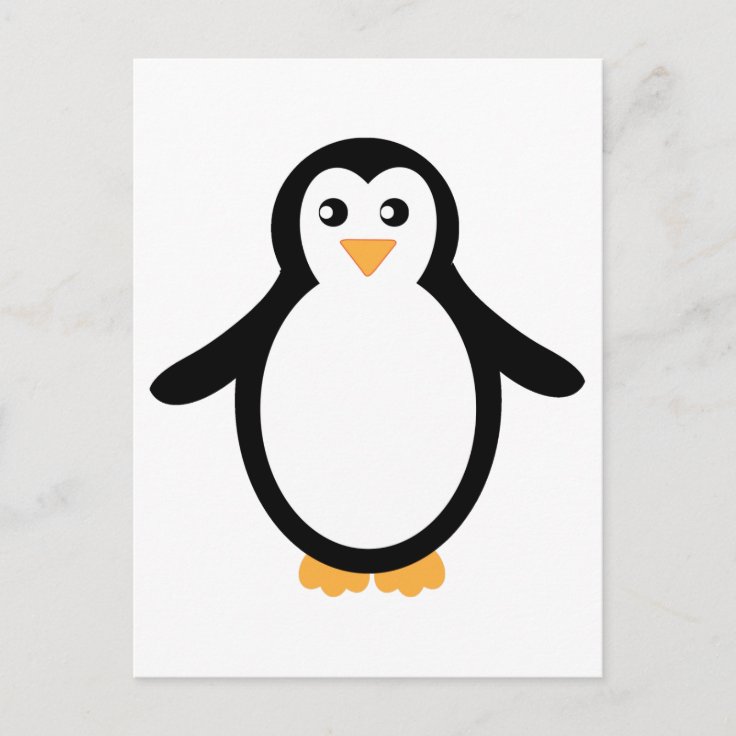 Black and White Cartoon Penguin Postcard | Zazzle