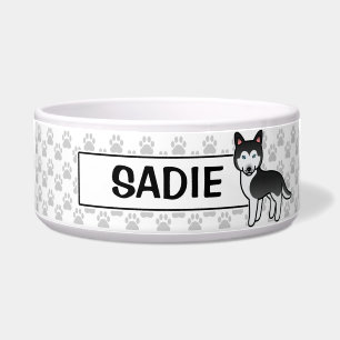 Black And White Cartoon Siberian Husky Dog