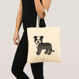 Black And White Cartoon Staffordshire Bull Terrier Tote Bag