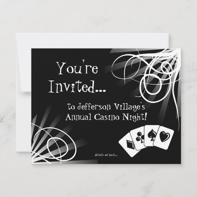 Black and White Casino Night Invitation (Front)