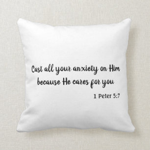 Black and White Cast your anxiety Bible Verse Cushion
