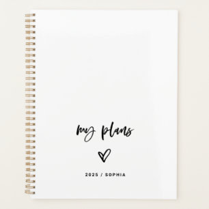 Black and White Casual Script and Heart Planner