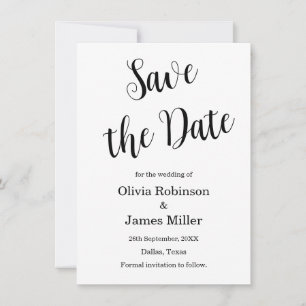 Black and White Casual Wedding Save The Date