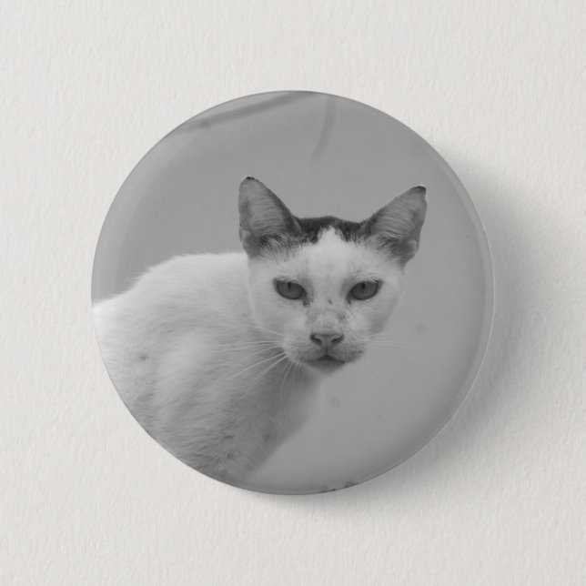 Black and White - Cat 02 6 Cm Round Badge (Front)