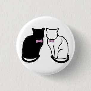 Black and White Cat 3 Cm Round Badge