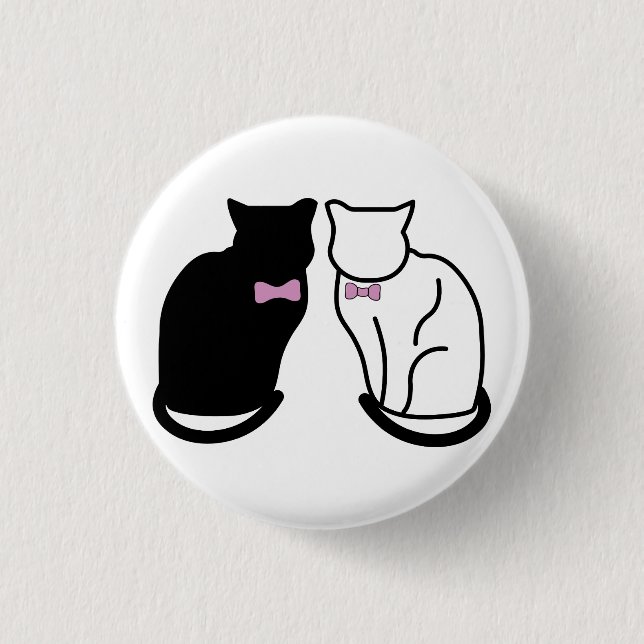 Black and White Cat 3 Cm Round Badge (Front)