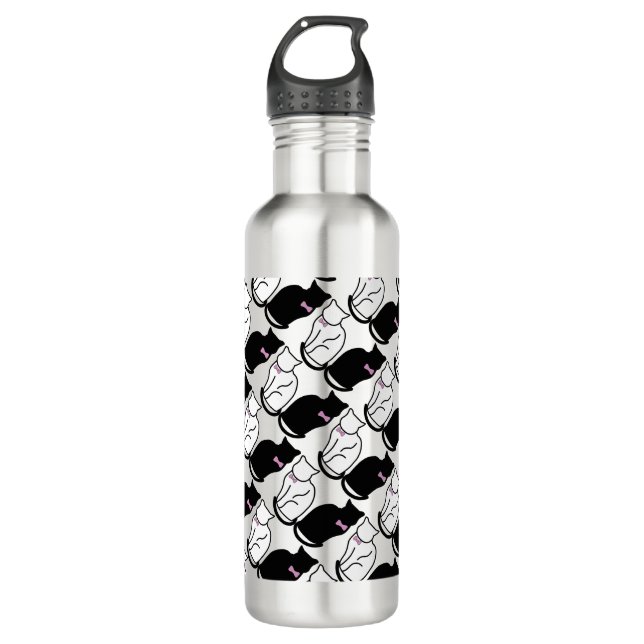 Black and White Cat  710 Ml Water Bottle (Front)