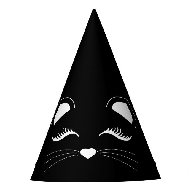 Black and White Cat Birthday Party Hat (Front)