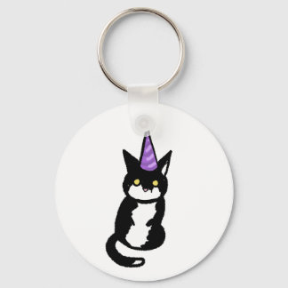 Black and White Cat Celebration  Keyring