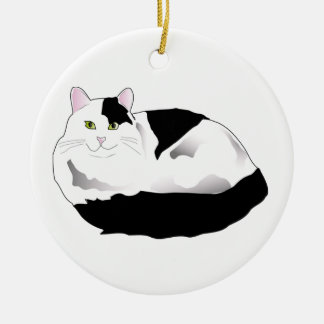black and white cat ceramic tree decoration