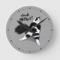Black and White Cat Check Meowt Funny