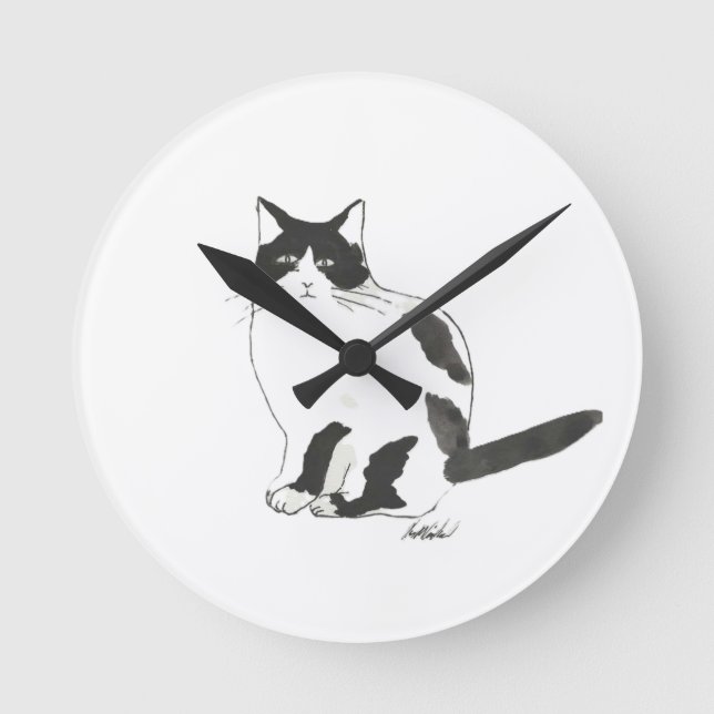 Black and White Cat Clock (Front)