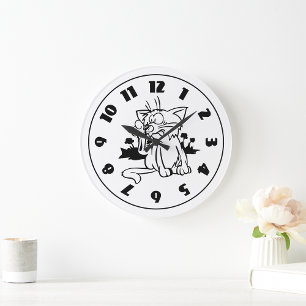 Black And White Cat Clock