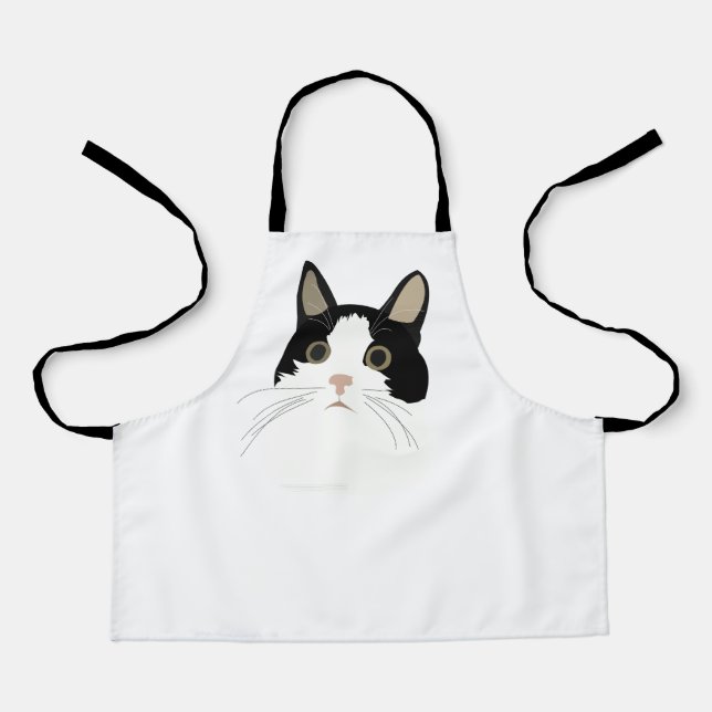 Black and White Cat Cute Animal Kids Apron (Front)