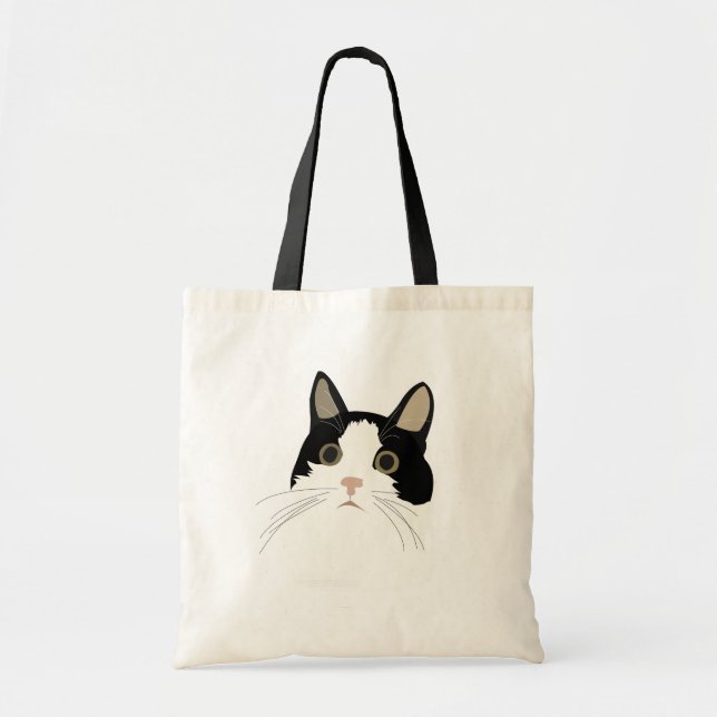 Black and White Cat Cute Kitty Tote Bag (Front)
