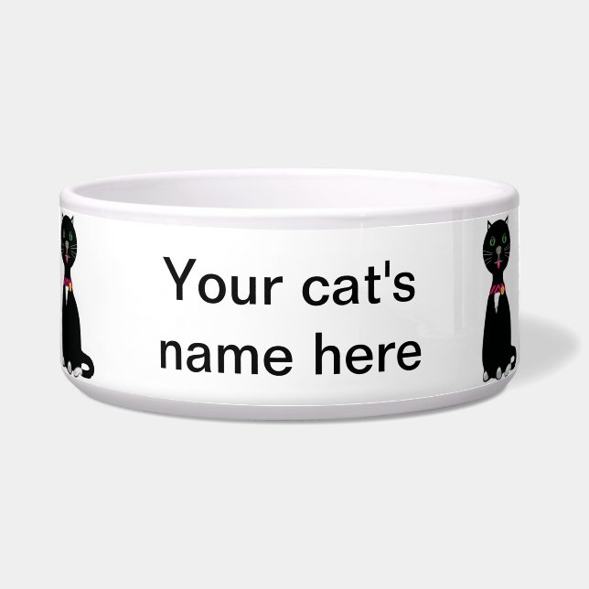 Black and white cat cute pet bowl (Front)