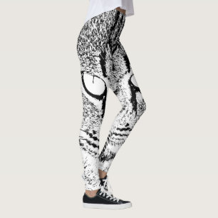 Black and White Cat Design Leggings