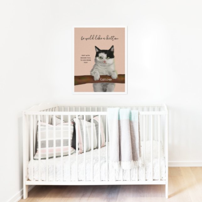 Black and White Cat Digital Painting Nursery Decor (Creator Uploaded)
