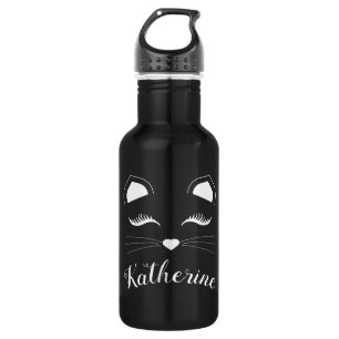 Black and White Cat Face 532 Ml Water Bottle