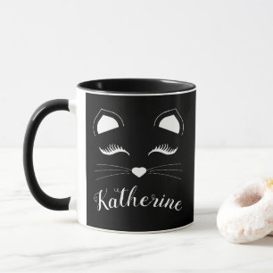 Black and White Cat Face Mug