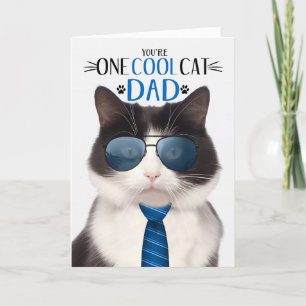 Black and White Cat Father's Day One Cool Cat Holiday Card