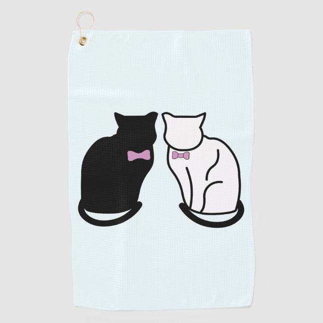 Black and White Cat Golf Towel (Front)