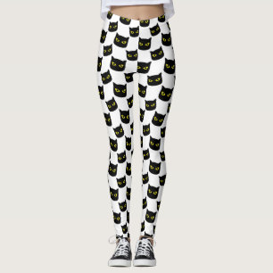 Black and white cat Halloween pattern Leggings