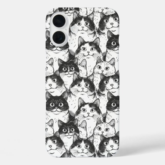 Black and White Cat Illustration Case-Mate iPhone Case (Back)