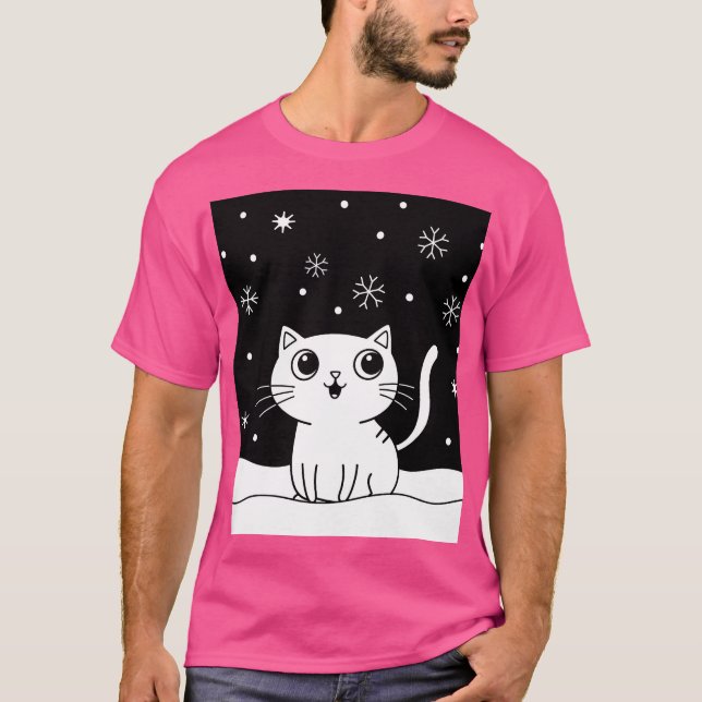 Black and white cat illustration T-Shirt (Front)