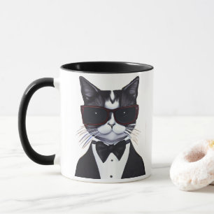 Black and White Cat in a Tuxedo and Bow Tie Mug