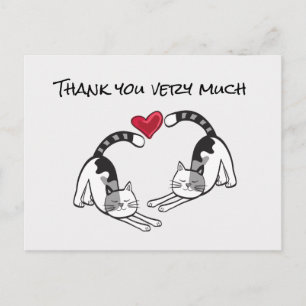 Black and White Cat in love Thank you very much Postcard