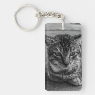 Black and White Cat Key Ring