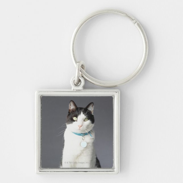 Black and white cat key ring (Front)