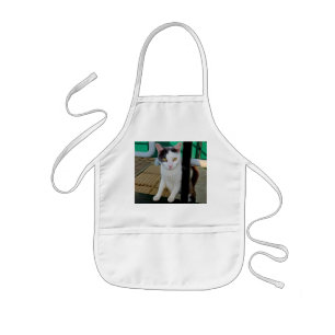Black and white cat kids apron