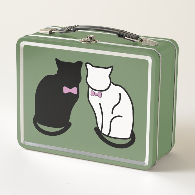 Black and White Cat Metal Lunchbox (Front)