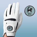 Black and White Cat Monogram Golf Glove<br><div class="desc">Fun black and white tuxedo cat on a duck egg blue background. Change the monogram initials to personalise.  Original art by Nic Squirrell.</div>