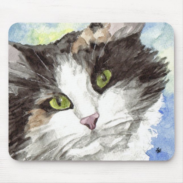 Black and White Cat Mouse Mat (Front)