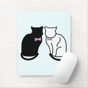 Black and White Cat Mouse Mat